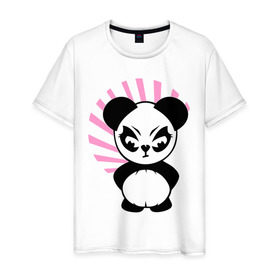 Мужская футболка хлопок с принтом Злая панда. в Белгороде, 100% хлопок | прямой крой, круглый вырез горловины, длина до линии бедер, слегка спущенное плечо. | Тематика изображения на принте: животные | звери | злой | медведь | медвежонок | мишка | прикольные картинки
