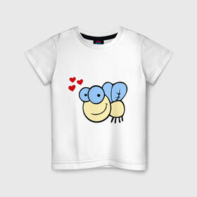 Детская футболка хлопок с принтом Влюбленная муха. в Белгороде, 100% хлопок | круглый вырез горловины, полуприлегающий силуэт, длина до линии бедер | влюбленная муха | любовь | муха | насекомые