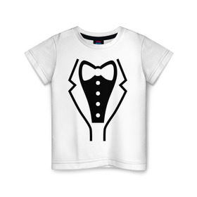 Детская футболка хлопок с принтом Класcический смокинг в Белгороде, 100% хлопок | круглый вырез горловины, полуприлегающий силуэт, длина до линии бедер | 