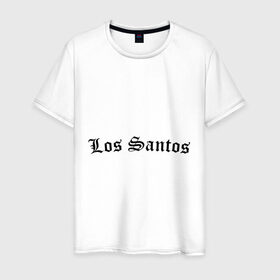Мужская футболка хлопок с принтом Los Santos в Белгороде, 100% хлопок | прямой крой, круглый вырез горловины, длина до линии бедер, слегка спущенное плечо. | gta | los santos | гта | игры | лос сантос