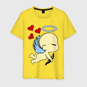Мужская футболка хлопок с принтом Ангел мужская (парная) в Белгороде, 100% хлопок | прямой крой, круглый вырез горловины, длина до линии бедер, слегка спущенное плечо. | ангел | для влюбленных | для двоих | для пар | парные