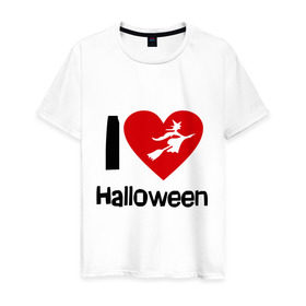 Мужская футболка хлопок с принтом I love halloween (Я люблю хэллоуин) в Белгороде, 100% хлопок | прямой крой, круглый вырез горловины, длина до линии бедер, слегка спущенное плечо. | 31 октября | hallowin | haloveen | haloven | halovin | halowen | hellowee | heloven | helovin | день всех святых | день святых | привидение | призрак | смайл | халлоуин | халоуин | халувин | хелловин | хеллоуин | хеллуин | хеловин