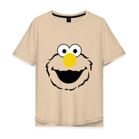 Мужская футболка хлопок Oversize с принтом Sesame Street Elmo Big Smile в Белгороде, 100% хлопок | свободный крой, круглый ворот, “спинка” длиннее передней части | cookie monster | elmo | sesame street | улица сезам