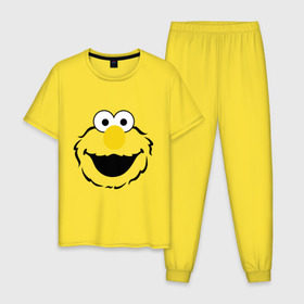 Мужская пижама хлопок с принтом Sesame Street Elmo Big Smile в Белгороде, 100% хлопок | брюки и футболка прямого кроя, без карманов, на брюках мягкая резинка на поясе и по низу штанин
 | cookie monster | elmo | sesame street | улица сезам