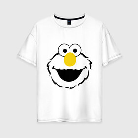 Женская футболка хлопок Oversize с принтом Sesame Street Elmo Big Smile в Белгороде, 100% хлопок | свободный крой, круглый ворот, спущенный рукав, длина до линии бедер
 | cookie monster | elmo | sesame street | улица сезам