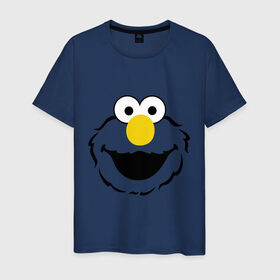 Мужская футболка хлопок с принтом Sesame Street Elmo Big Smile в Белгороде, 100% хлопок | прямой крой, круглый вырез горловины, длина до линии бедер, слегка спущенное плечо. | cookie monster | elmo | sesame street | улица сезам