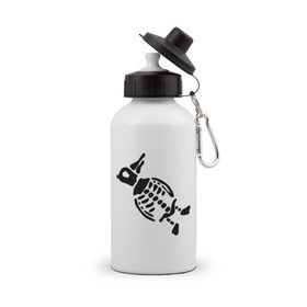 Бутылка спортивная с принтом Скелет пингвина в Белгороде, металл | емкость — 500 мл, в комплекте две пластиковые крышки и карабин для крепления | пингвин | скелет