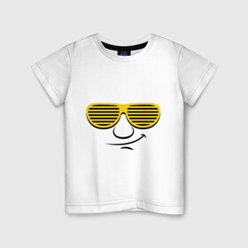 Детская футболка хлопок с принтом Клаббер в Белгороде, 100% хлопок | круглый вырез горловины, полуприлегающий силуэт, длина до линии бедер | glow | жалюзи | клаббер | очки | очки  жалюзи | смайл | улыбка