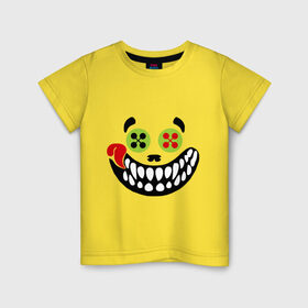 Детская футболка хлопок с принтом Зубастый смайл в Белгороде, 100% хлопок | круглый вырез горловины, полуприлегающий силуэт, длина до линии бедер | crazy | зубастик | пуговицы | смайл | улыбка
