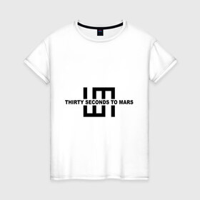 Женская футболка хлопок с принтом Thirty seconds to mars в Белгороде, 100% хлопок | прямой крой, круглый вырез горловины, длина до линии бедер, слегка спущенное плечо | 