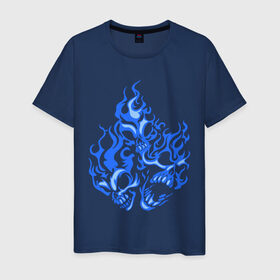 Мужская футболка хлопок с принтом Дым в Белгороде, 100% хлопок | прямой крой, круглый вырез горловины, длина до линии бедер, слегка спущенное плечо. | огонь | пламя | череп