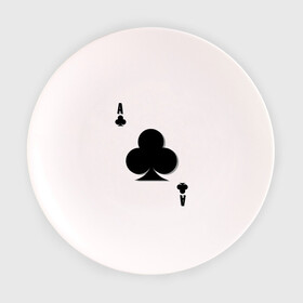 Тарелка 3D с принтом Крестовый туз в Белгороде, фарфор | диаметр - 210 мм
диаметр для нанесения принта - 120 мм | Тематика изображения на принте: игральные карты | карты | крести | покер | туз