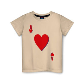Детская футболка хлопок с принтом Червовый туз в Белгороде, 100% хлопок | круглый вырез горловины, полуприлегающий силуэт, длина до линии бедер | Тематика изображения на принте: игральные карты | карты | покер | туз | черви