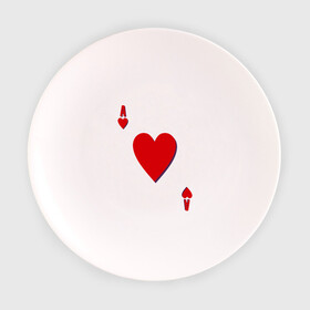 Тарелка 3D с принтом Червовый туз в Белгороде, фарфор | диаметр - 210 мм
диаметр для нанесения принта - 120 мм | игральные карты | карты | покер | туз | черви