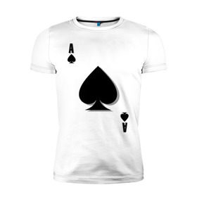 Мужская футболка премиум с принтом Пиковый туз в Белгороде, 92% хлопок, 8% лайкра | приталенный силуэт, круглый вырез ворота, длина до линии бедра, короткий рукав | игральные карты | карты | пики | покер | туз