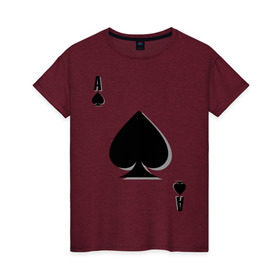 Женская футболка хлопок с принтом Пиковый туз в Белгороде, 100% хлопок | прямой крой, круглый вырез горловины, длина до линии бедер, слегка спущенное плечо | игральные карты | карты | пики | покер | туз