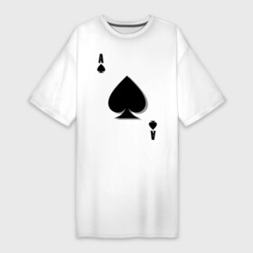 Платье-футболка хлопок с принтом Пиковый туз в Белгороде,  |  | игральные карты | карты | пики | покер | туз