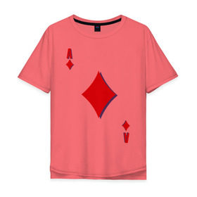 Мужская футболка хлопок Oversize с принтом Бубновый туз в Белгороде, 100% хлопок | свободный крой, круглый ворот, “спинка” длиннее передней части | буби | игральные карты | карты | покер | туз
