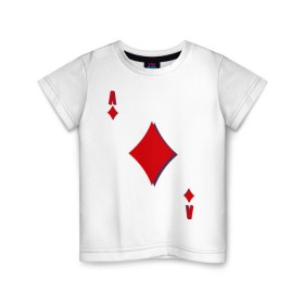 Детская футболка хлопок с принтом Бубновый туз в Белгороде, 100% хлопок | круглый вырез горловины, полуприлегающий силуэт, длина до линии бедер | буби | игральные карты | карты | покер | туз