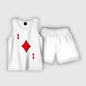 Детская пижама с шортами хлопок с принтом Бубновый туз в Белгороде,  |  | буби | игральные карты | карты | покер | туз