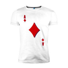 Мужская футболка премиум с принтом Бубновый туз в Белгороде, 92% хлопок, 8% лайкра | приталенный силуэт, круглый вырез ворота, длина до линии бедра, короткий рукав | буби | игральные карты | карты | покер | туз