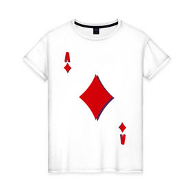 Женская футболка хлопок с принтом Бубновый туз в Белгороде, 100% хлопок | прямой крой, круглый вырез горловины, длина до линии бедер, слегка спущенное плечо | буби | игральные карты | карты | покер | туз
