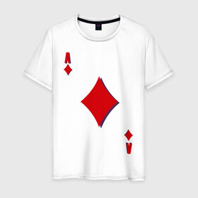 Мужская футболка хлопок с принтом Бубновый туз в Белгороде, 100% хлопок | прямой крой, круглый вырез горловины, длина до линии бедер, слегка спущенное плечо. | буби | игральные карты | карты | покер | туз