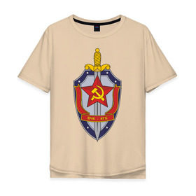 Мужская футболка хлопок Oversize с принтом ВЧК-КГБ в Белгороде, 100% хлопок | свободный крой, круглый ворот, “спинка” длиннее передней части | знак кгб | советская символика | ссср | эмблема