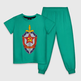 Детская пижама хлопок с принтом ВЧК-КГБ в Белгороде, 100% хлопок |  брюки и футболка прямого кроя, без карманов, на брюках мягкая резинка на поясе и по низу штанин
 | знак кгб | советская символика | ссср | эмблема