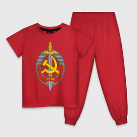 Детская пижама хлопок с принтом НКВД в Белгороде, 100% хлопок |  брюки и футболка прямого кроя, без карманов, на брюках мягкая резинка на поясе и по низу штанин
 | нагрудный знак | символика ссср | ссср | эмблема