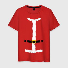Мужская футболка хлопок с принтом Костюм Деда Мороза в Белгороде, 100% хлопок | прямой крой, круглый вырез горловины, длина до линии бедер, слегка спущенное плечо. | christmas | new year | дед мороз | новогодний | рождество
