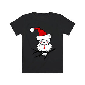 Детская футболка хлопок с принтом Птичка в Белгороде, 100% хлопок | круглый вырез горловины, полуприлегающий силуэт, длина до линии бедер | воробушек | колпачок | новый год | птичка