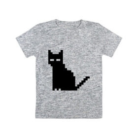 Детская футболка хлопок с принтом Пиксельный котик в Белгороде, 100% хлопок | круглый вырез горловины, полуприлегающий силуэт, длина до линии бедер | 90 | cat | kitten | kitty | pixel | кот | котейка | котик | котики | пиксель
