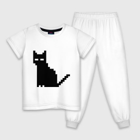 Детская пижама хлопок с принтом Пиксельный котик в Белгороде, 100% хлопок |  брюки и футболка прямого кроя, без карманов, на брюках мягкая резинка на поясе и по низу штанин
 | 90 | cat | kitten | kitty | pixel | кот | котейка | котик | котики | пиксель