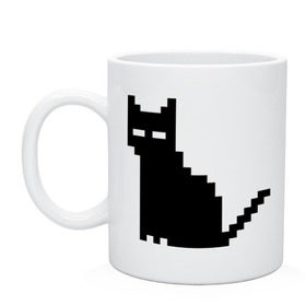 Кружка с принтом Пиксельный котик в Белгороде, керамика | объем — 330 мл, диаметр — 80 мм. Принт наносится на бока кружки, можно сделать два разных изображения | 90 | cat | kitten | kitty | pixel | кот | котейка | котик | котики | пиксель