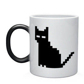 Кружка хамелеон с принтом Пиксельный котик в Белгороде, керамика | меняет цвет при нагревании, емкость 330 мл | 90 | cat | kitten | kitty | pixel | кот | котейка | котик | котики | пиксель