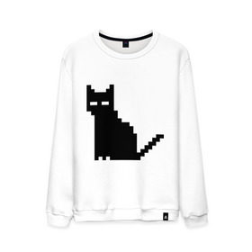 Мужской свитшот хлопок с принтом Пиксельный котик в Белгороде, 100% хлопок |  | 90 | cat | kitten | kitty | pixel | кот | котейка | котик | котики | пиксель