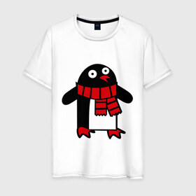 Мужская футболка хлопок с принтом Пингвин в Белгороде, 100% хлопок | прямой крой, круглый вырез горловины, длина до линии бедер, слегка спущенное плечо. | 