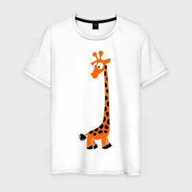 Мужская футболка хлопок с принтом Жирафик в Белгороде, 100% хлопок | прямой крой, круглый вырез горловины, длина до линии бедер, слегка спущенное плечо. | жираф | жирафик | клевый | милый