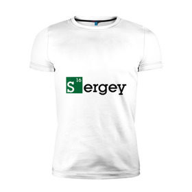Мужская футболка премиум с принтом Sergey в Белгороде, 92% хлопок, 8% лайкра | приталенный силуэт, круглый вырез ворота, длина до линии бедра, короткий рукав | breaking bad | во все тяжкие | имена | мужские имена | серега
