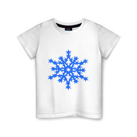 Детская футболка хлопок с принтом Колючая снежинка в Белгороде, 100% хлопок | круглый вырез горловины, полуприлегающий силуэт, длина до линии бедер | Тематика изображения на принте: звезда | звездочки | колючая снежинка | снежинка