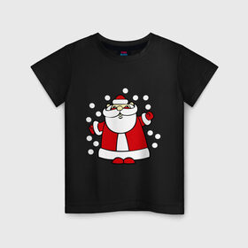 Детская футболка хлопок с принтом Дед мороз в снегу в Белгороде, 100% хлопок | круглый вырез горловины, полуприлегающий силуэт, длина до линии бедер | дед мороз | дед мороз в снегу | новый год | снег | снежинки