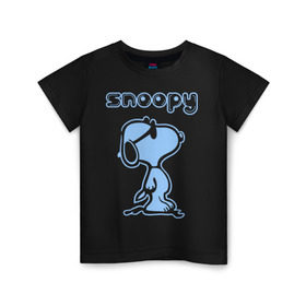 Детская футболка хлопок с принтом Snoopy в Белгороде, 100% хлопок | круглый вырез горловины, полуприлегающий силуэт, длина до линии бедер | Тематика изображения на принте: snoopy | мультфильм | снупи | снупи в очках | собака