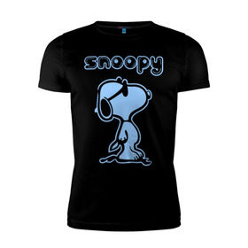 Мужская футболка премиум с принтом Snoopy в Белгороде, 92% хлопок, 8% лайкра | приталенный силуэт, круглый вырез ворота, длина до линии бедра, короткий рукав | Тематика изображения на принте: snoopy | мультфильм | снупи | снупи в очках | собака