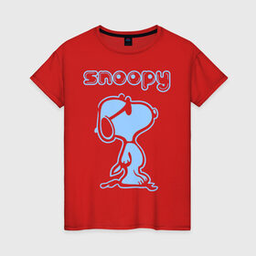 Женская футболка хлопок с принтом Snoopy в Белгороде, 100% хлопок | прямой крой, круглый вырез горловины, длина до линии бедер, слегка спущенное плечо | snoopy | мультфильм | снупи | снупи в очках | собака