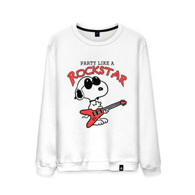 Мужской свитшот хлопок с принтом Snoopy Rockstar в Белгороде, 100% хлопок |  | Тематика изображения на принте: гитара