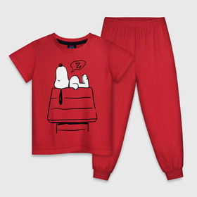 Детская пижама хлопок с принтом Спящий Снупи в Белгороде, 100% хлопок |  брюки и футболка прямого кроя, без карманов, на брюках мягкая резинка на поясе и по низу штанин
 | snoopy | домик | мультфильм | снупи | собака | спящий снупи