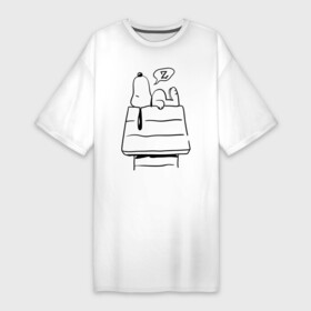 Платье-футболка хлопок с принтом Спящий Снупи в Белгороде,  |  | snoopy | домик | мультфильм | снупи | собака | спящий снупи