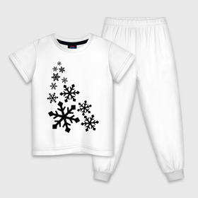 Детская пижама хлопок с принтом Снежинки в Белгороде, 100% хлопок |  брюки и футболка прямого кроя, без карманов, на брюках мягкая резинка на поясе и по низу штанин
 | зима | снег | снегопад | снежинка | снежинки