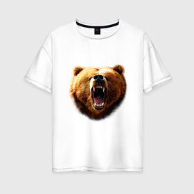 Женская футболка хлопок Oversize с принтом Медведь в Белгороде, 100% хлопок | свободный крой, круглый ворот, спущенный рукав, длина до линии бедер
 | animals | bear | mountain | животные | медведь | прикольные картинки